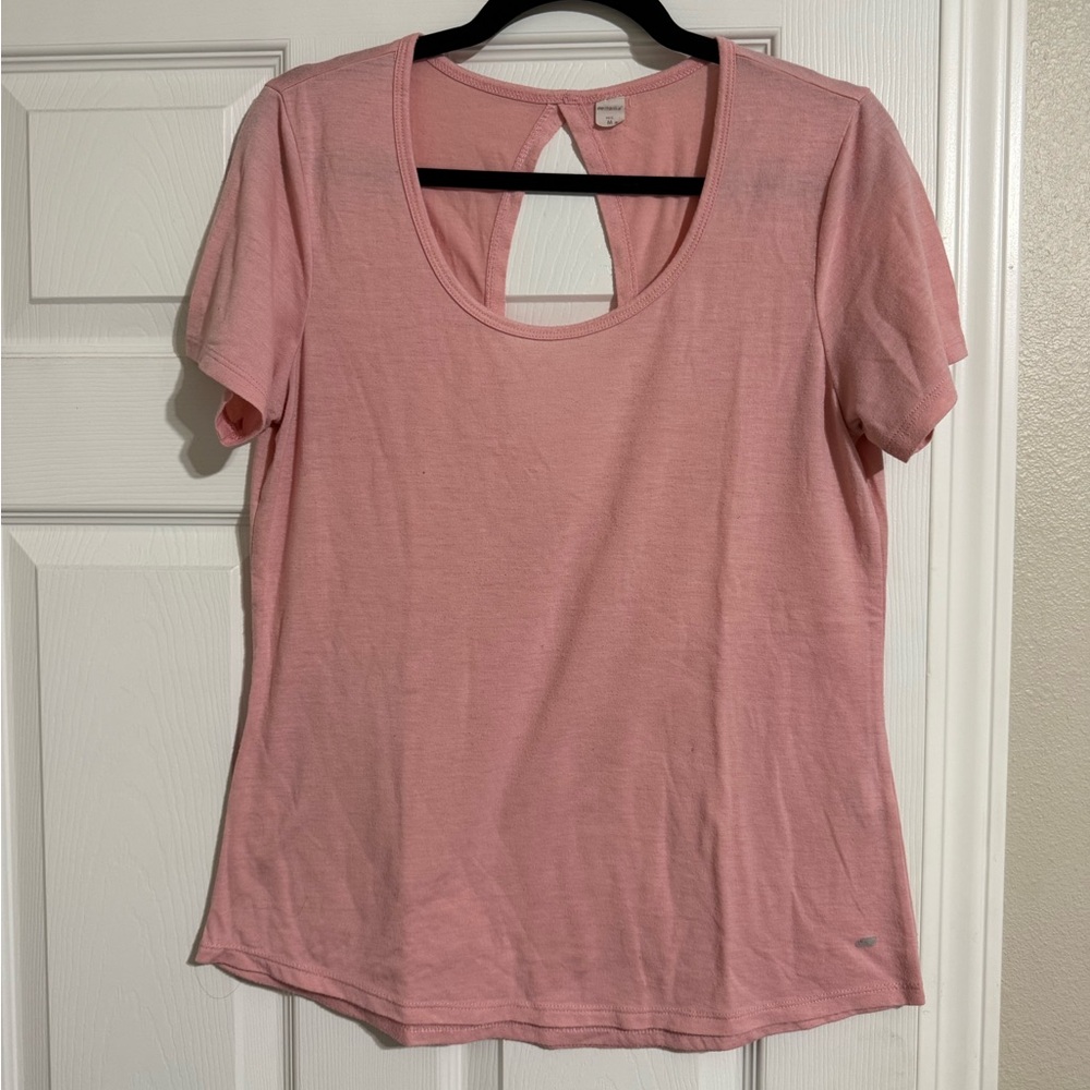 Marika Light Pink Short Sleeve Tee with Back Keyhole
